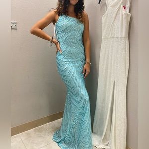 Teal-blue sparkly Prom Dress